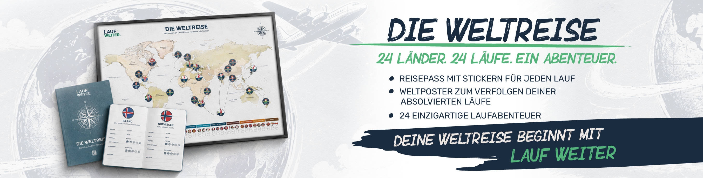 Laufe deine Weltreise Call to Action